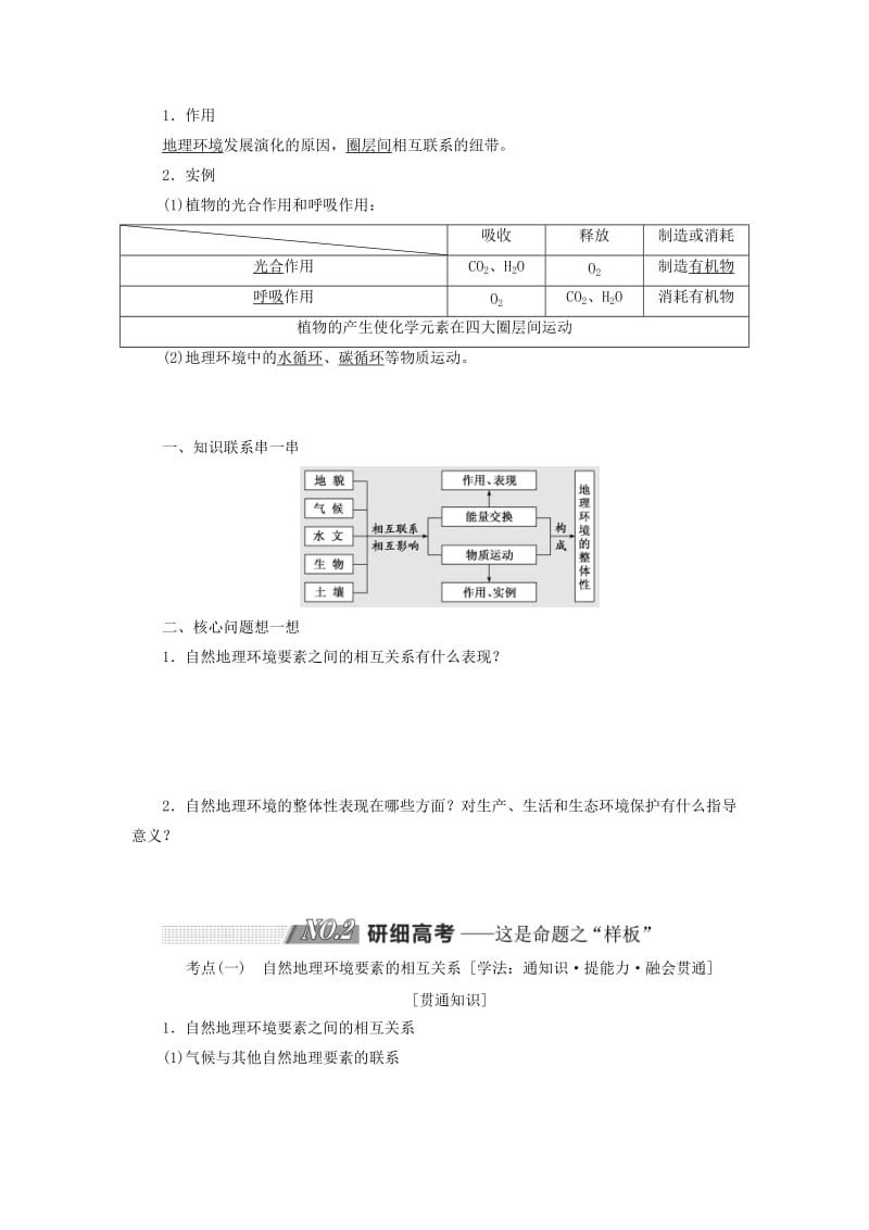 （江苏专用）2020版高考地理一轮复习 第一部分 第三单元 第二讲 地理环境的整体性教案（含解析）.doc_第2页