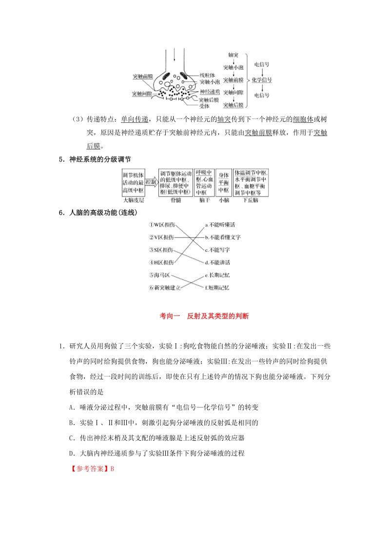 2019年高考生物 考点一遍过 考点48 通过神经系统的调节（含解析）.doc_第2页