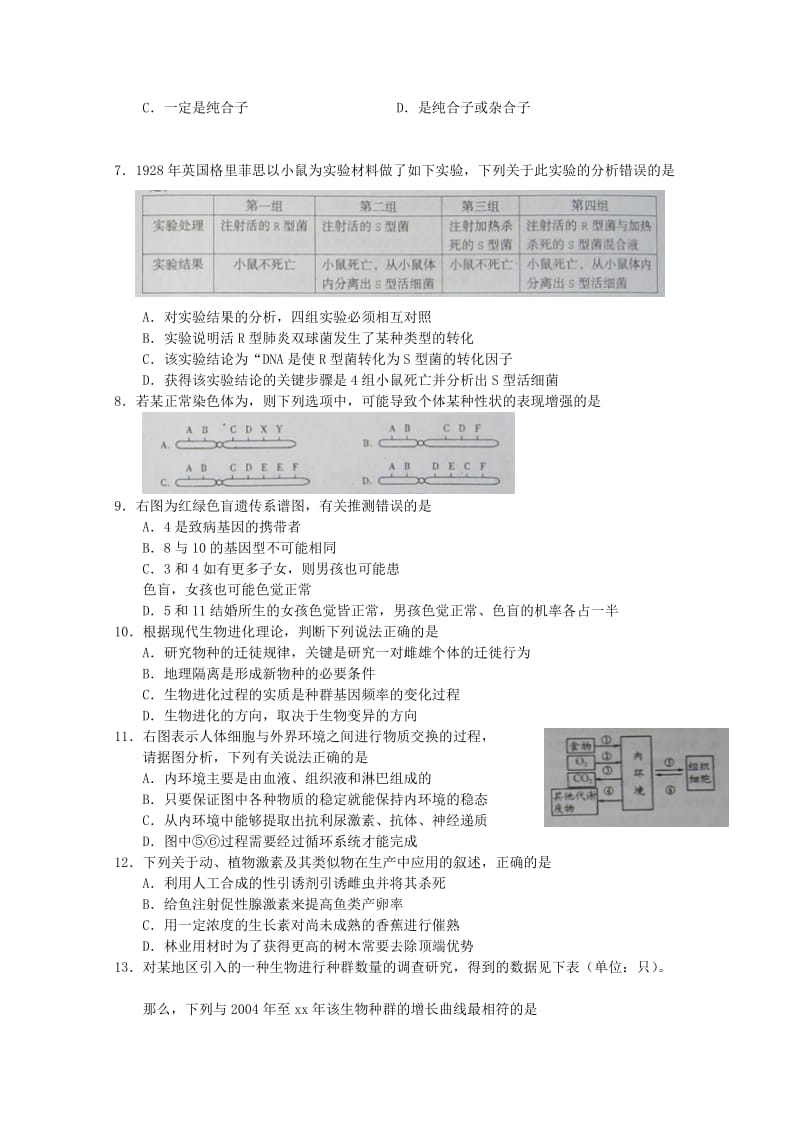 2019-2020年高三生物九月质量抽测.doc_第2页