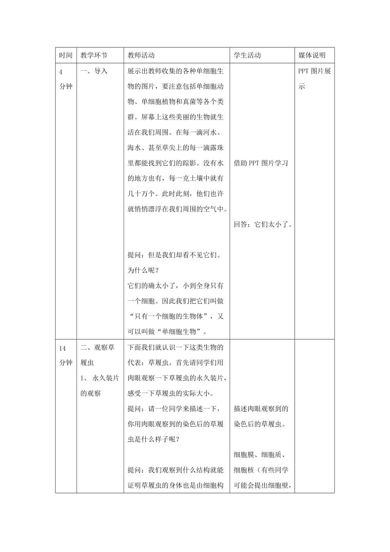 七年级生物上册 2.2.4《单细胞生物》教案1 （新版）新人教版.doc_第2页