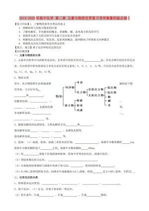 2019-2020年高中化學 第二章 元素與物質(zhì)世界復習導學案魯科版必修1.doc