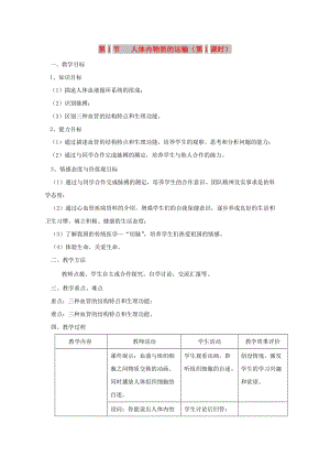 八年級生物上冊 6.15.1《人體內(nèi)物質(zhì)的運(yùn)輸》第1課時教案 （新版）蘇科版.doc