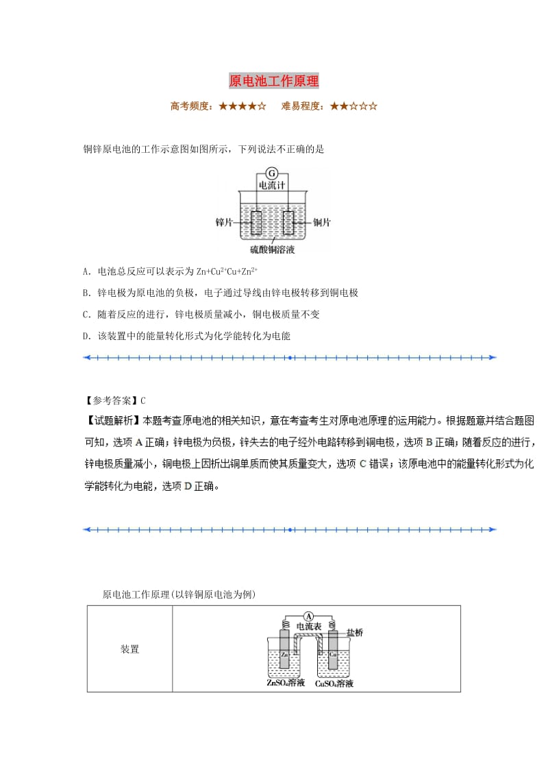 2018-2019学年高中化学（课堂同步系列二）每日一题 原电池工作原理（含解析）新人教版选修4.doc_第1页