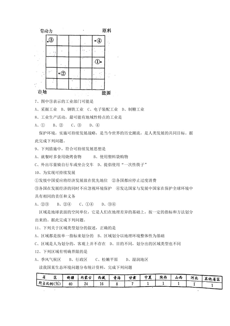 2019-2020学年高二地理上学期第一次月考试题 (II).doc_第2页