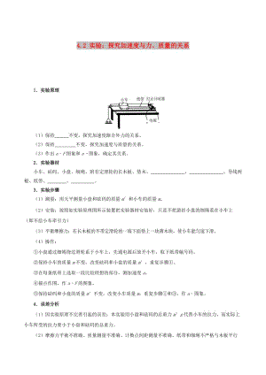 2018-2019學(xué)年高中物理 專題4.2 實驗：探究加速度與力、質(zhì)量的關(guān)系試題 新人教版必修1.doc