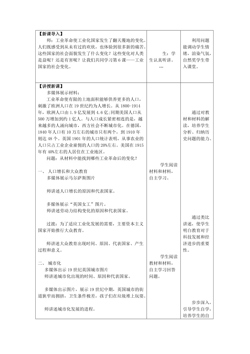 九年级历史下册 第二单元 第二次工业革命和近代科学文化 第6课 工业化国家的社会变化教案3 新人教版.doc_第2页