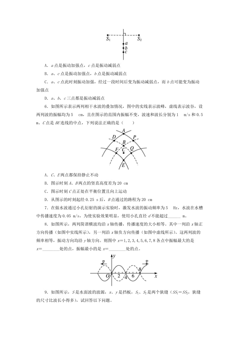 2019-2020年高中物理第2章机械波第3节波的干涉和衍射自我小测鲁科版选修.doc_第2页