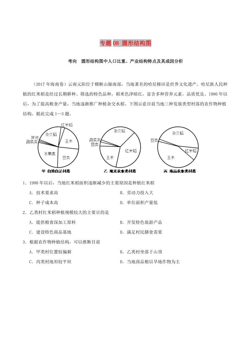 2019年高中地理地理图表完全解读 专题08 圆形结构图练习 新人教版.doc_第1页