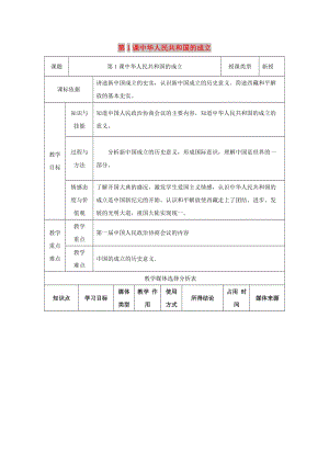 八年級歷史下冊 第一單元 走向社會主義 第1課 中華人民共和國成立教案1 北師大版.doc