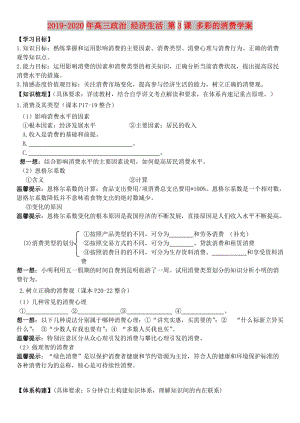 2019-2020年高三政治 經(jīng)濟(jì)生活 第3課 多彩的消費(fèi)學(xué)案.doc