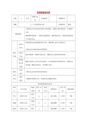 八年級道德與法治下冊 第二單元 理解權(quán)利義務(wù) 第四課 公民義務(wù) 第1框 公民的基本義務(wù)教案 新人教版.doc