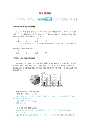 山東省德州市2019年中考數(shù)學(xué)一輪復(fù)習(xí) 第八章 統(tǒng)計與概率 第27講 概率（過預(yù)測）練習(xí).doc