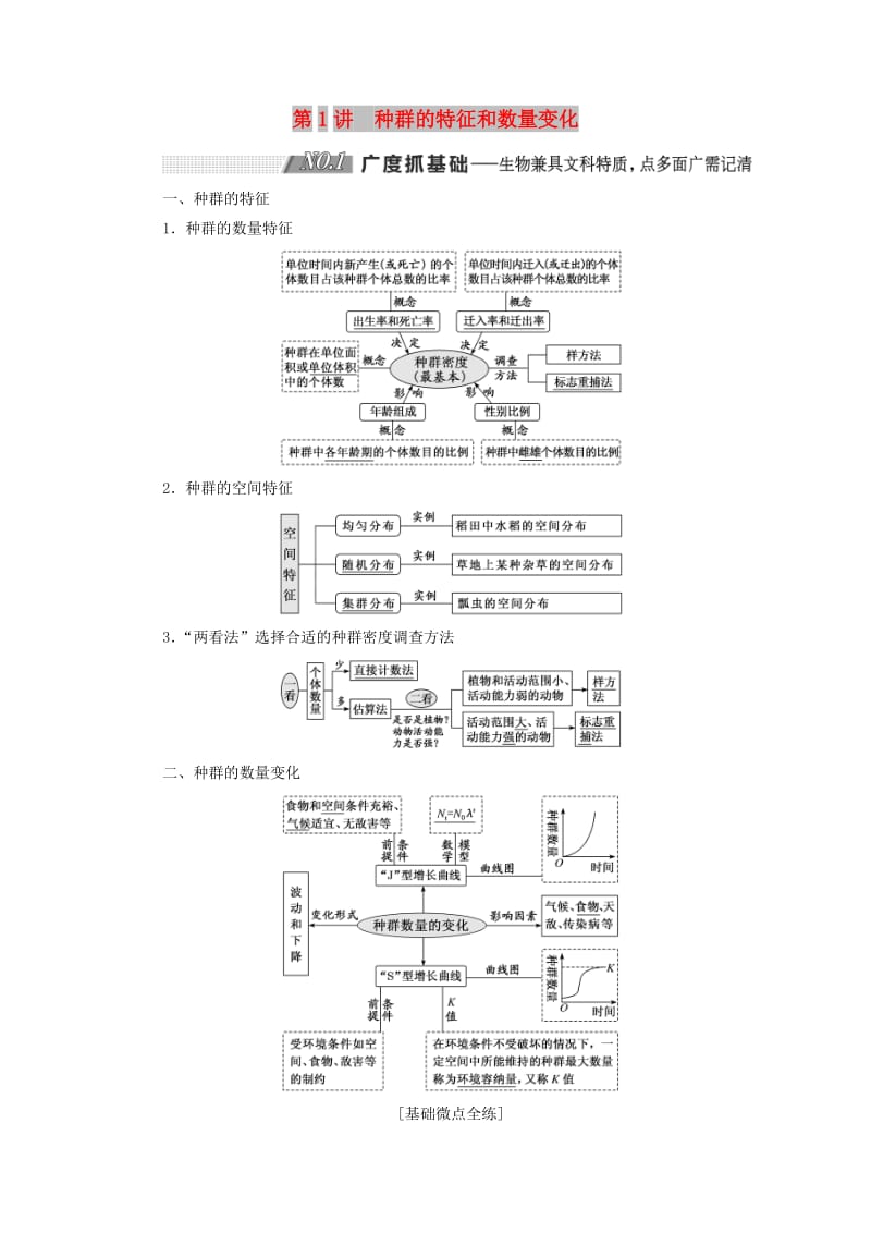 （通用版）2020版高考生物一轮复习 第三单元 第1讲 种群的特征和数量变化学案（含解析）（必修3）.doc_第1页