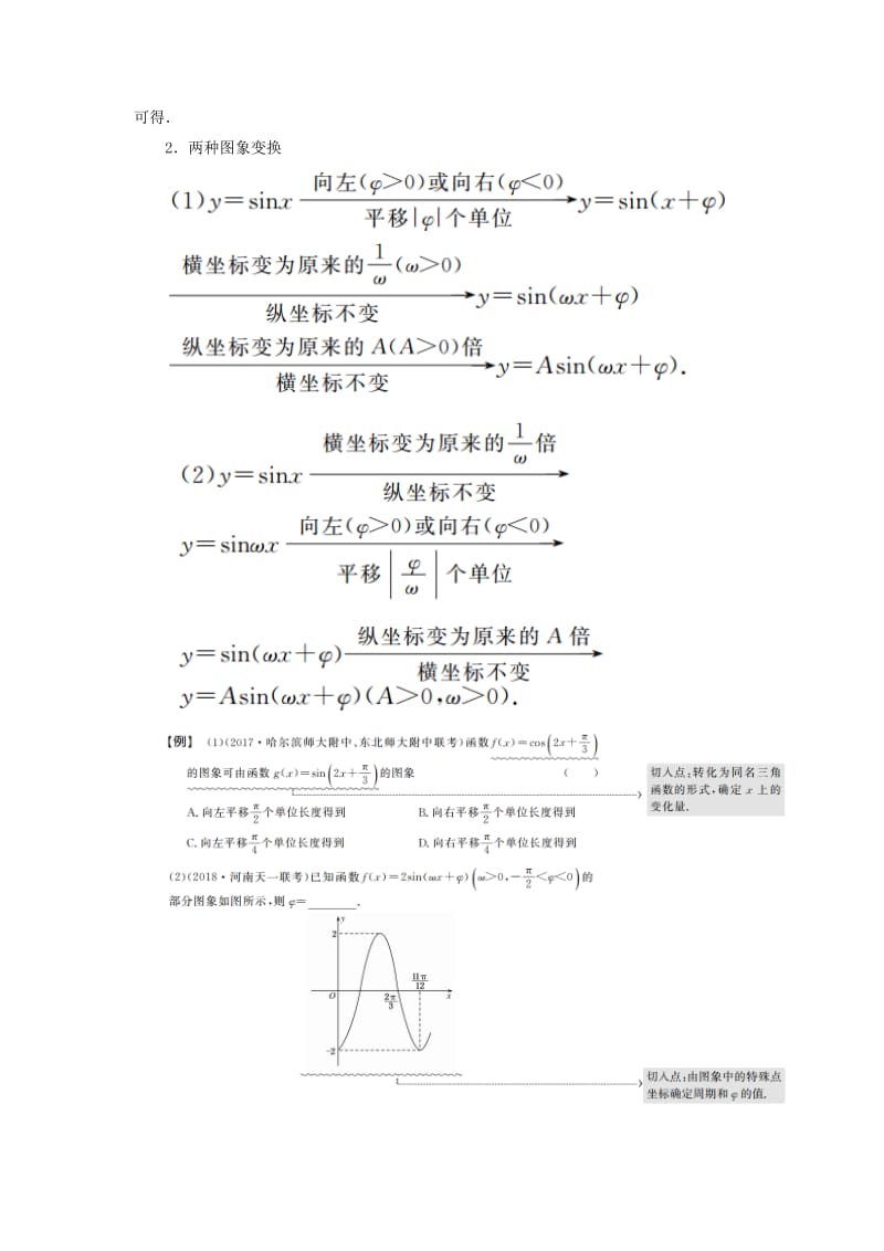 2019高考数学二轮复习 专题三 三角函数、平面向量 第一讲 三角函数的图象与性质学案 理.doc_第3页