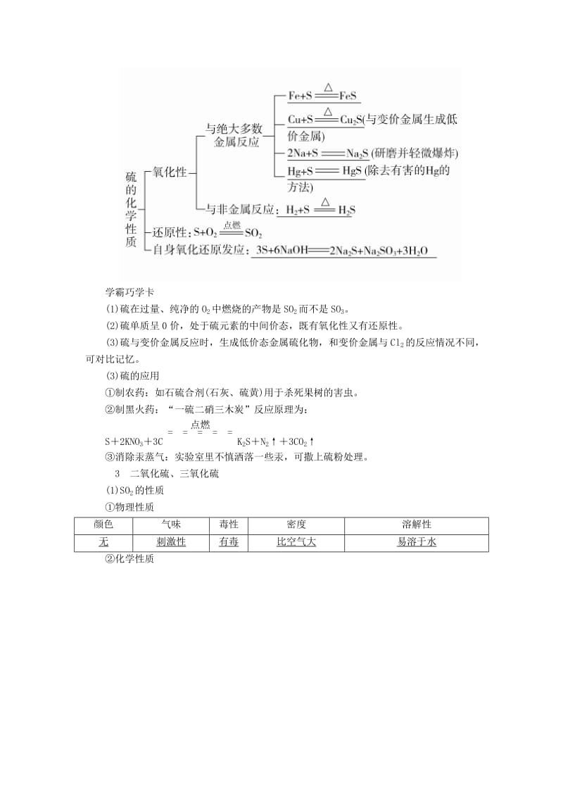 2019-2020年高考化学一轮复习专题十八氧、硫及其化合物和环境保护考点一氧、硫及其化合物教学案.doc_第3页