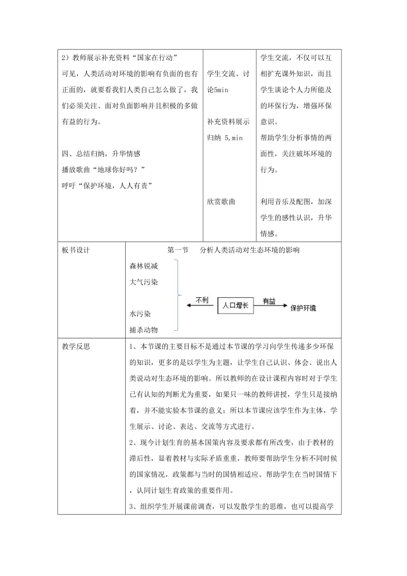 七年级生物下册 4.7.1 分析人类活动对生态环境的影响教案 （新版）新人教版.doc_第3页