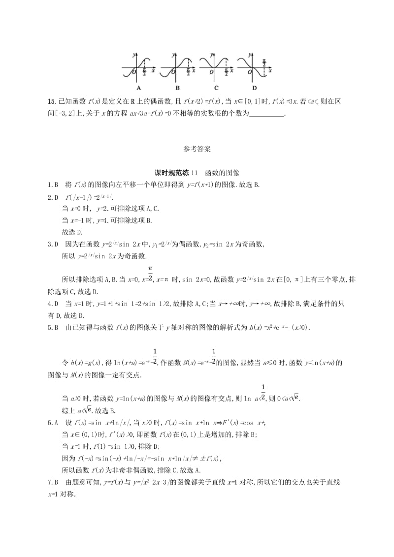 2020版高考数学一轮复习 课时规范练11 函数的图像 理 北师大版.doc_第3页