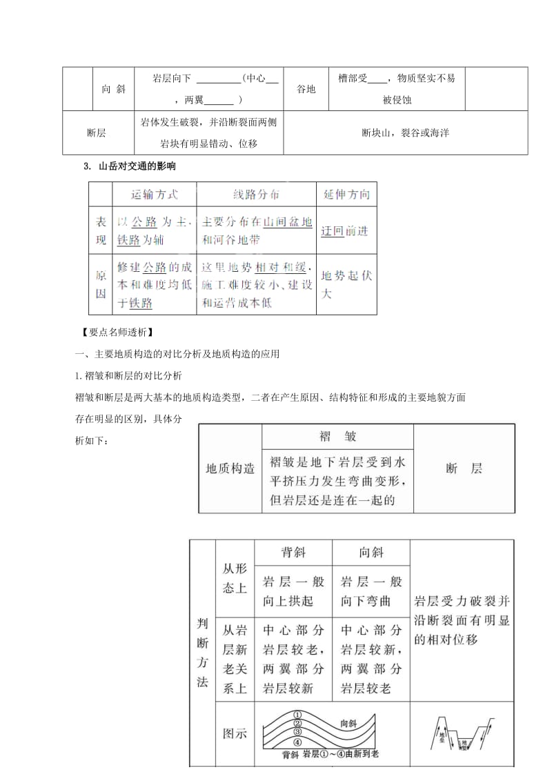 2019-2020年高考地理复习学案 1-4.2《山岳的形成》 新人教版必修2.doc_第2页