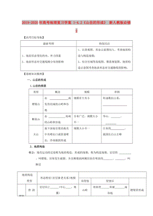 2019-2020年高考地理復習學案 1-4.2《山岳的形成》 新人教版必修2.doc