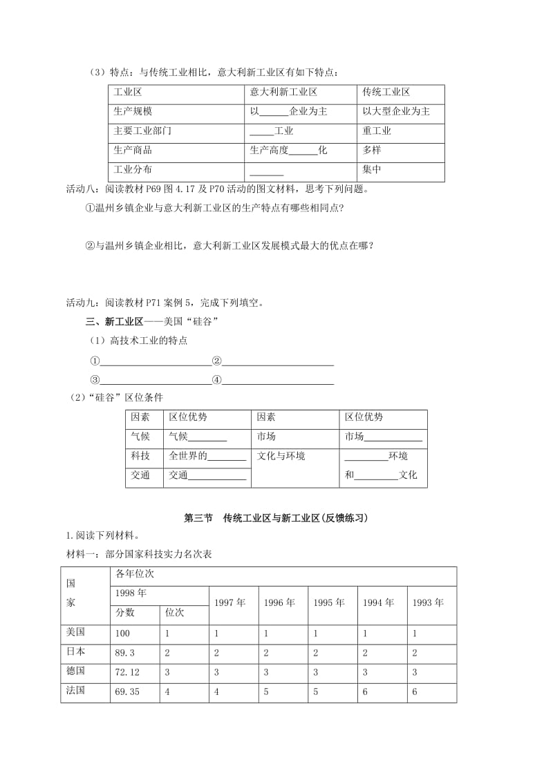 2019-2020年高中地理 第四章 工业地域的形成与发展 4.3 传统工业区与新工业区教学案 新人教版必修2.doc_第3页