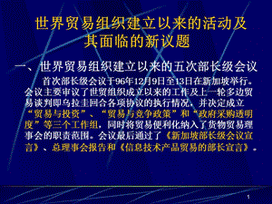 世界貿(mào)易組織建立以來的活動與其面臨的新議題ppt課件