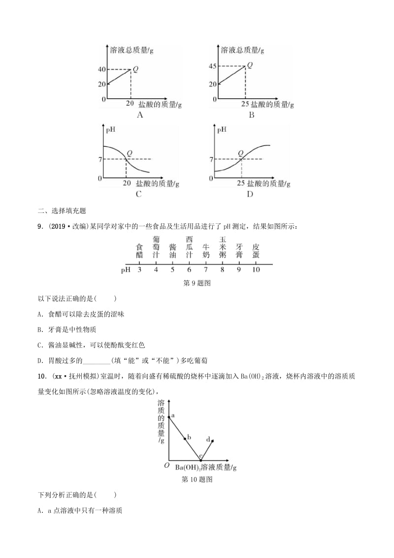 （江西专版）2019年中考化学总复习 教材突破 第十单元 酸和碱 第2课时 中和反应 pH练习（含新题）.doc_第3页