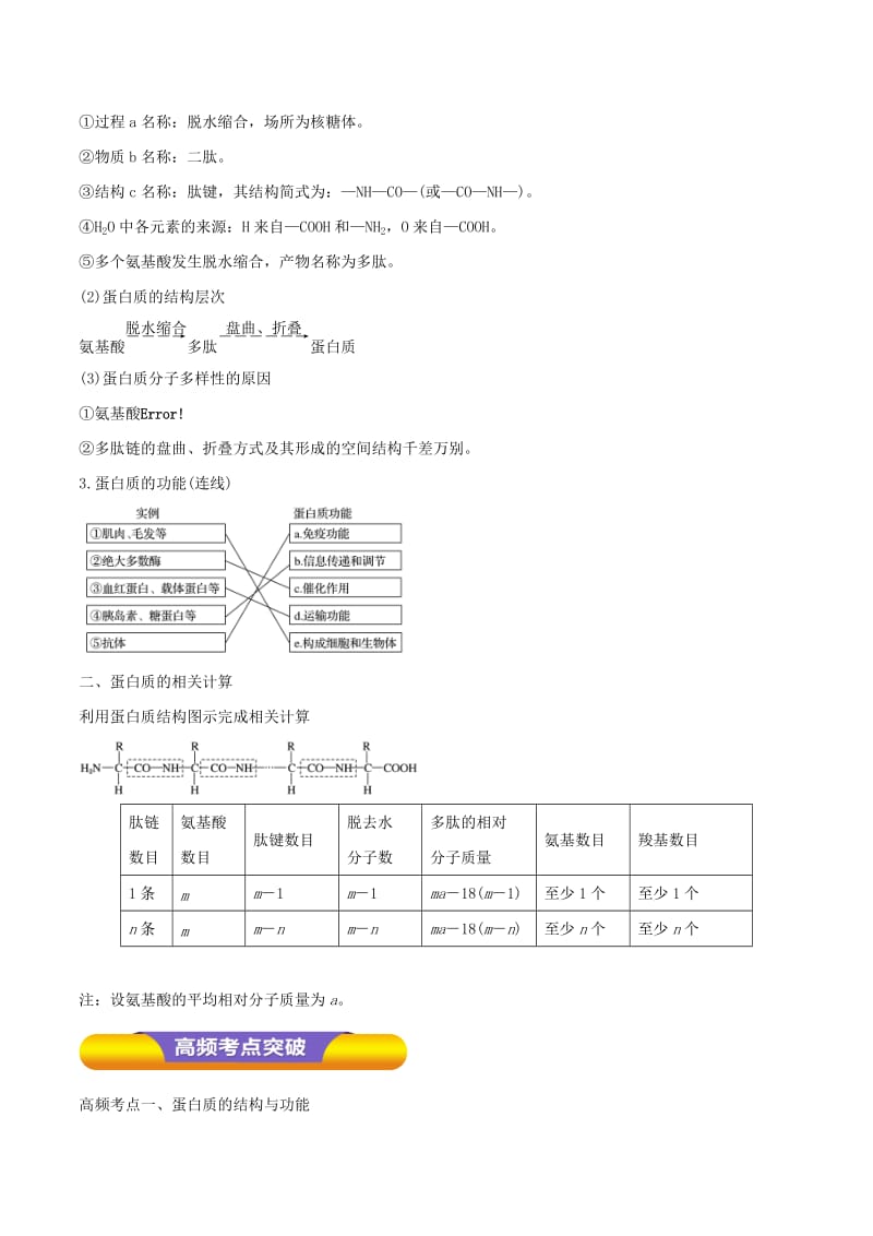 2019-2020年高考生物一轮复习专题1.3生命活动的主要承担者教学案（含解析）.doc_第2页