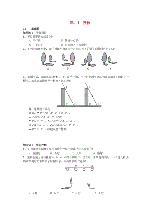 （安徽專版）九年級數(shù)學(xué)下冊 25.1 投影習(xí)題 （新版）滬科版.doc