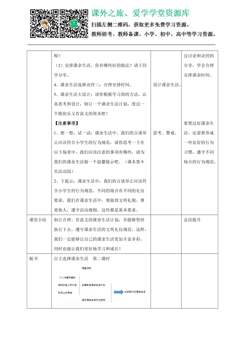 1自主选择课余生活第二课时 教案_第3页