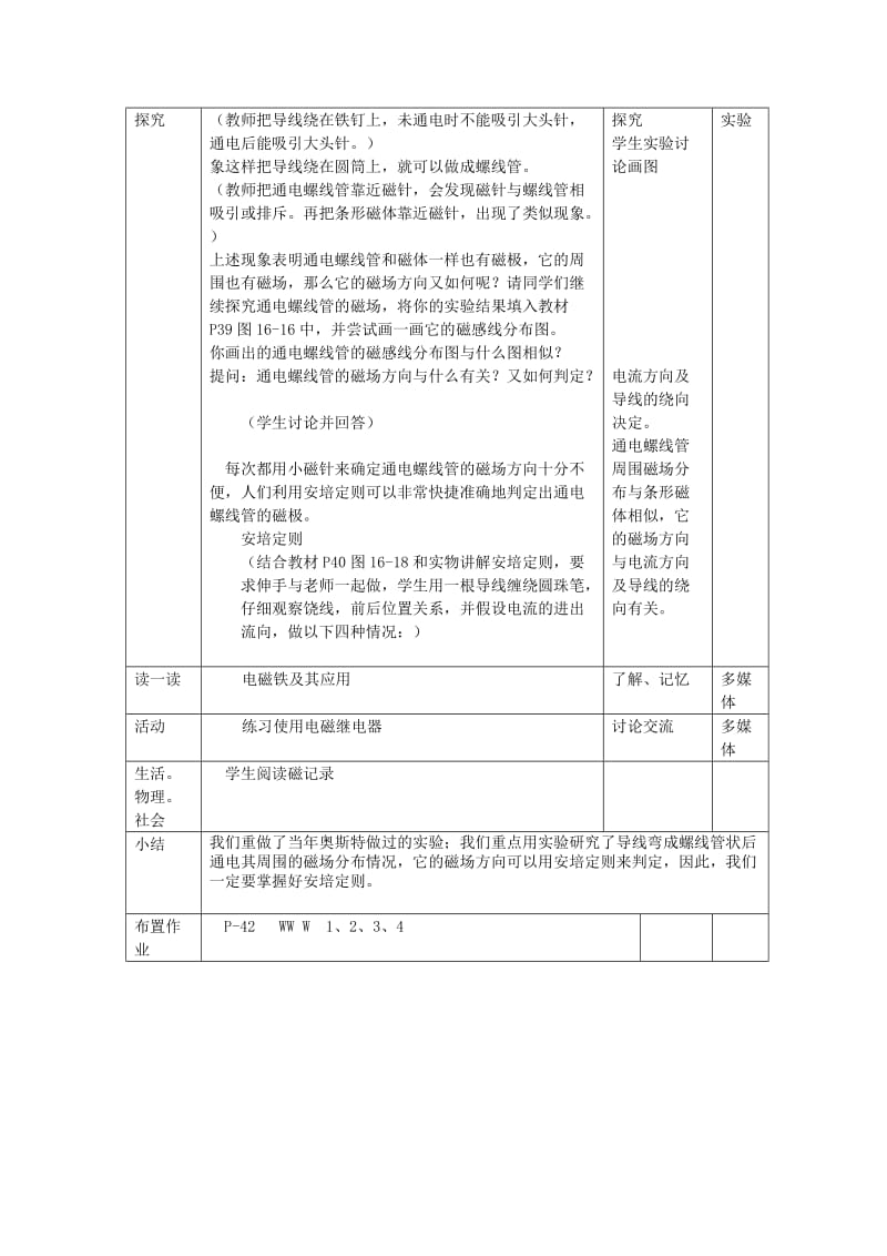 九年级物理下册 16.2 电流的磁场教案 （新版）苏科版.doc_第2页