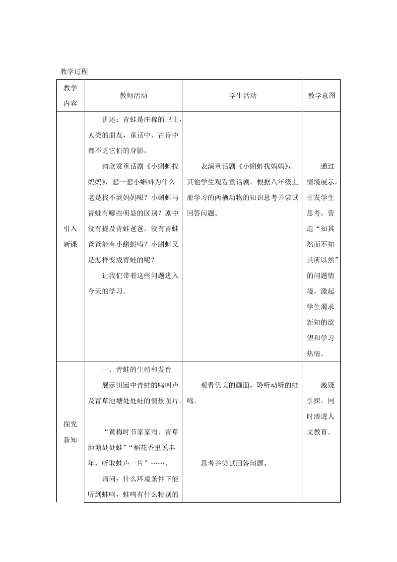 吉林省榆树市八年级生物下册 第七单元 第一章 第三节 两栖动物的生殖与发育教案 （新版）新人教版.doc_第3页