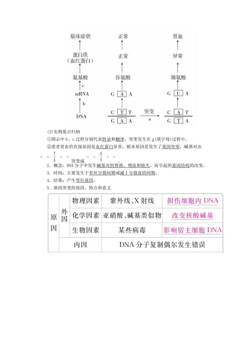 2019-2020年高考生物一轮复习第22讲基因突变和基因重组培优学案.doc_第2页