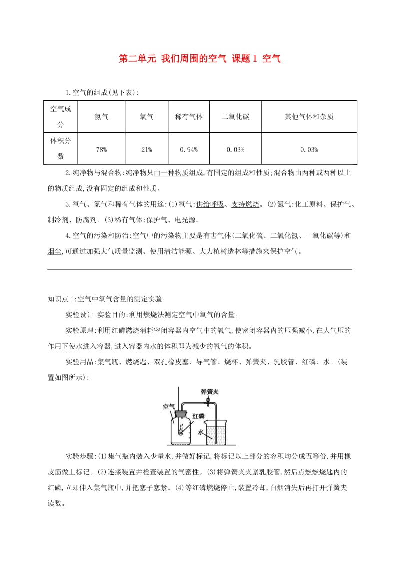 九年级化学上册 第二单元 我们周围的空气 课题1 空气备课资料教案 （新版）新人教版.doc_第1页