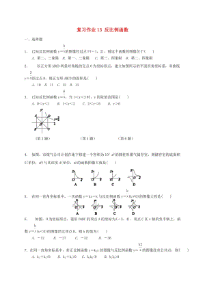 江蘇省淮安市淮陰區(qū)凌橋鄉(xiāng)九年級數(shù)學下學期復習作業(yè)13 反比例函數(shù).doc