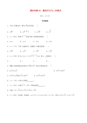 福建省2019年中考數(shù)學(xué)總復(fù)習(xí) 第一單元 數(shù)與式 課時(shí)訓(xùn)練02 數(shù)的開方與二次根式練習(xí).doc