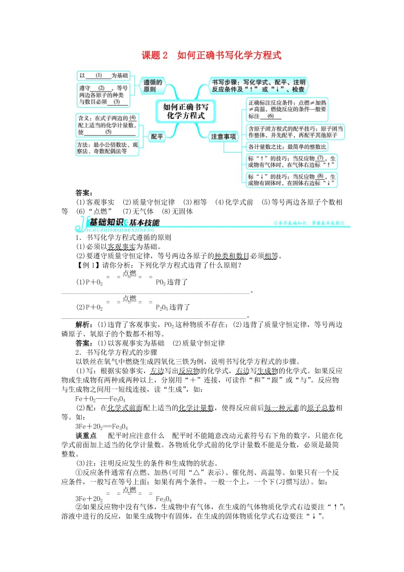 (秋季版)九年级化学上册 第五单元 化学方程式 课题2 如何正确书写化学方程式习题 （新版）新人教版.doc_第1页