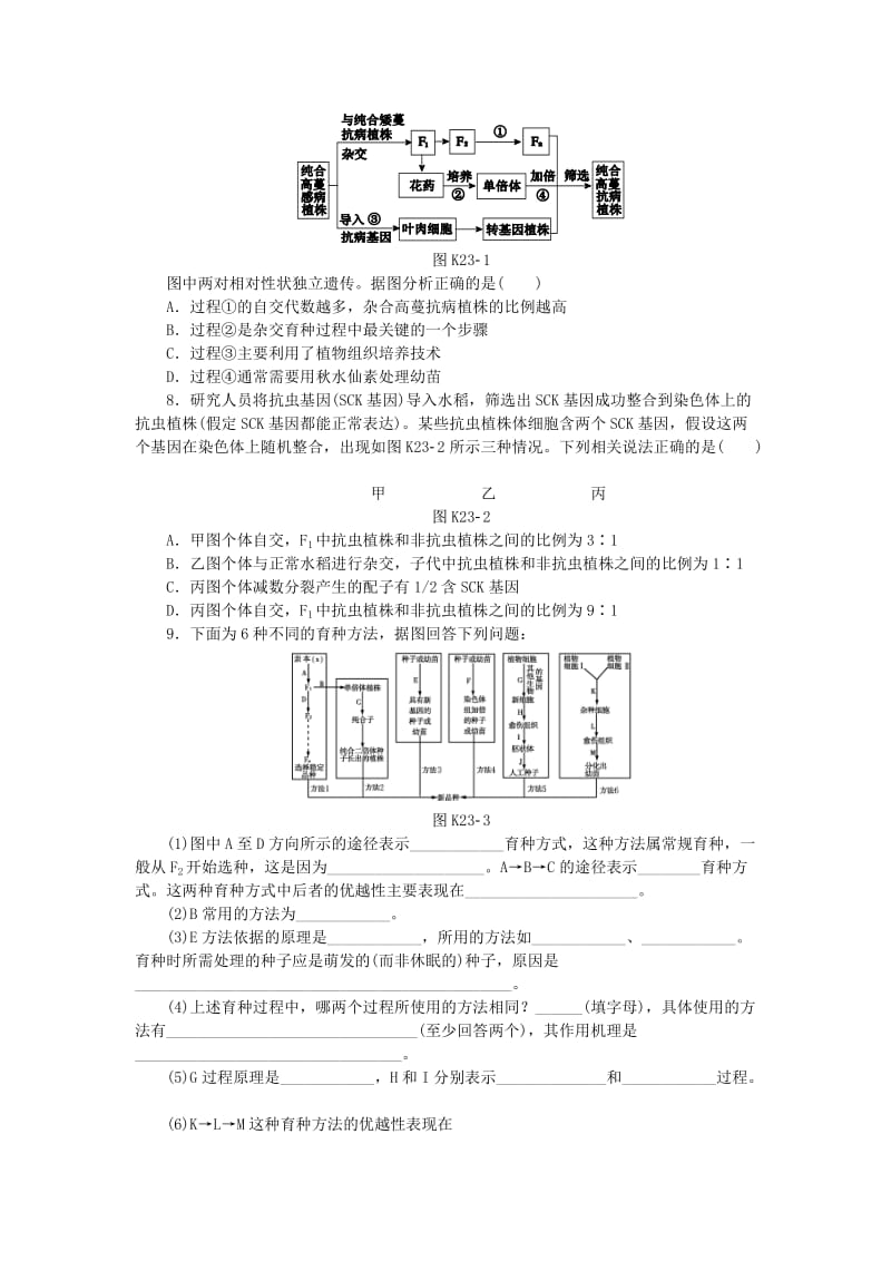 2019-2020年高考生物一轮必备（基础训练+提升训练+挑战训练）第23讲 杂交育种到基因工程 新人教版.doc_第2页