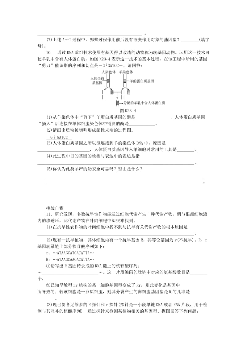 2019-2020年高考生物一轮必备（基础训练+提升训练+挑战训练）第23讲 杂交育种到基因工程 新人教版.doc_第3页