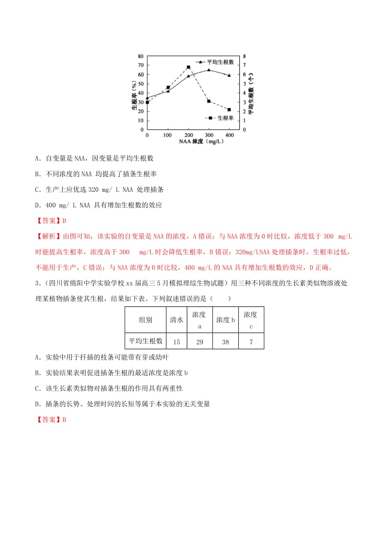 2019-2020年高考生物高考题和高考模拟题分项版汇编专题10植物激素调节含解析.doc_第2页