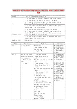 2019-2020年一年級英語下冊 Module1 Revision教案 （新版）滬教牛津版.doc