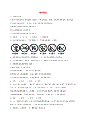 八年級道德與法治上冊 第二單元 遵守社會規(guī)則 第三課 社會生活離不開規(guī)則 第2框 遵守規(guī)則同步練習(xí) 新人教版.doc