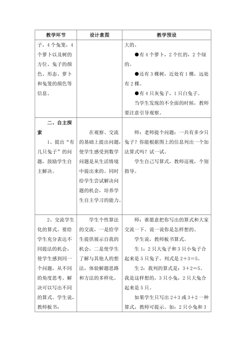 2019-2020年一年级上册第5单元《10以内的加法和减法》（5以内加法 第2课时）word教学设计.doc_第2页