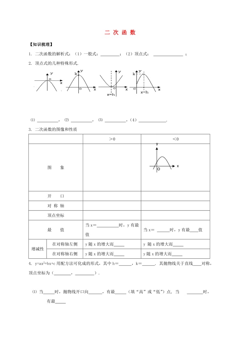 甘肃省中考数学专题复习 二次函数练习.doc_第1页