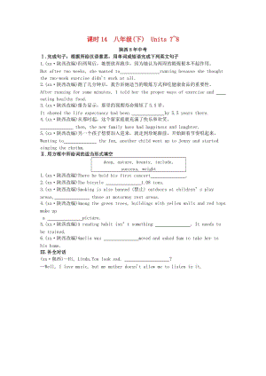 陜西省2019中考英語復(fù)習(xí) 知識梳理 課時(shí)14 八下 Units 7-8（含8年中考）檢測.doc