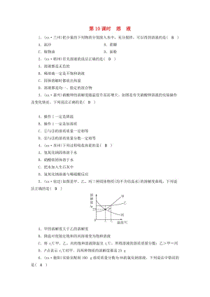 安徽省2019中考化學(xué)決勝?gòu)?fù)習(xí) 第一部分 考點(diǎn)探究 第10課時(shí) 溶液習(xí)題.doc