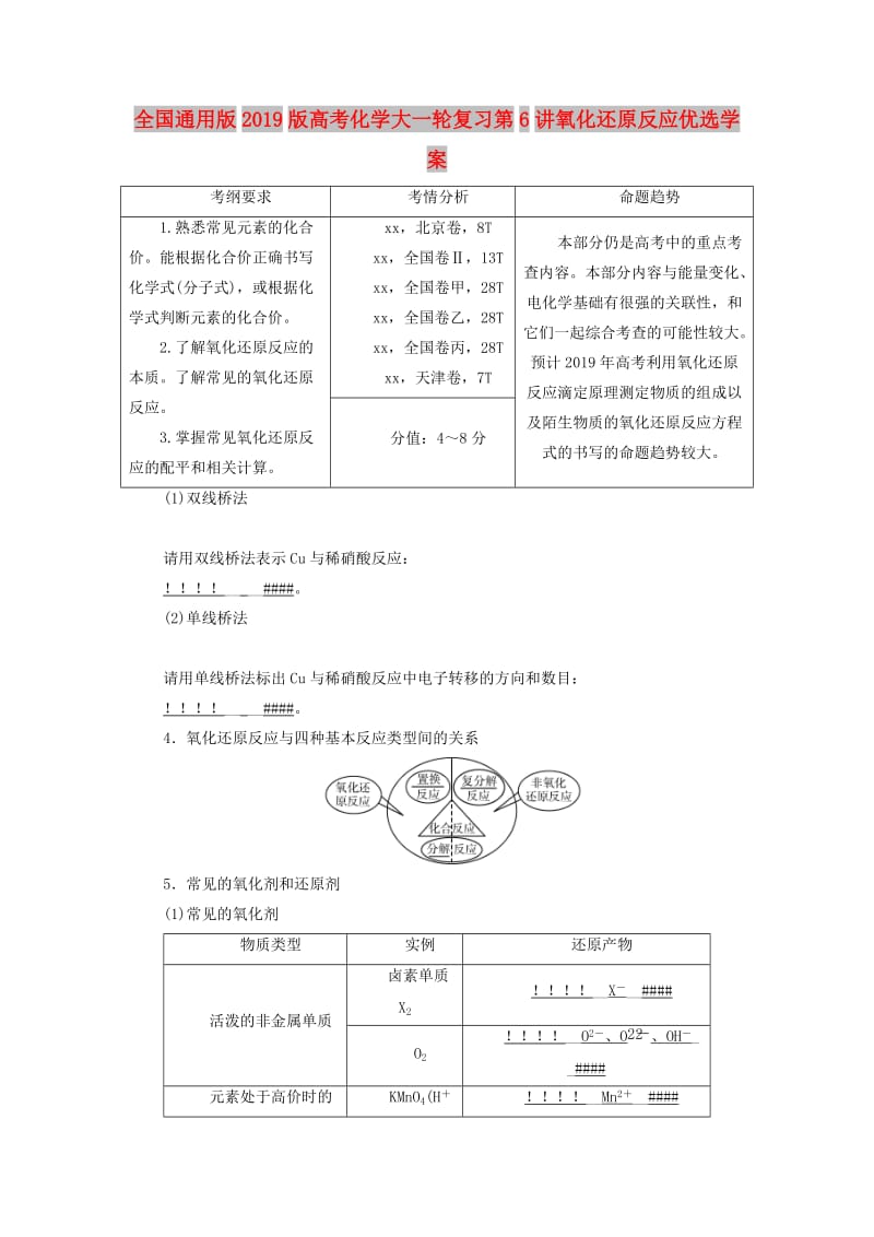 全国通用版2019版高考化学大一轮复习第6讲氧化还原反应优选学案.doc_第1页