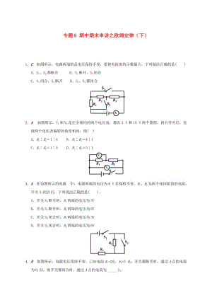 江蘇省大豐市九年級物理上冊 期中期末串講 專題6 期中期末串講之歐姆定律（下）課程講義 （新版）蘇科版.doc