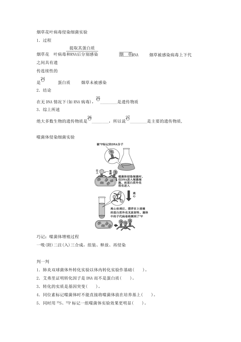 2019-2020年高考生物一轮复习方案 2-1 DNA是主要的遗传物质 新人教版必修2.doc_第2页