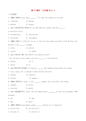 河北省2019年中考英語總復習 第17課時 九全 Unit 5練習 冀教版.doc