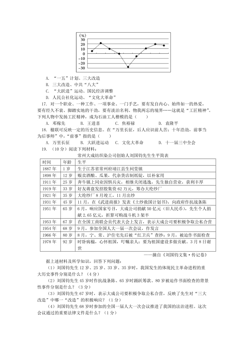 中考历史专题复习社会主义道路的探索课后练习岳麓版.doc_第3页